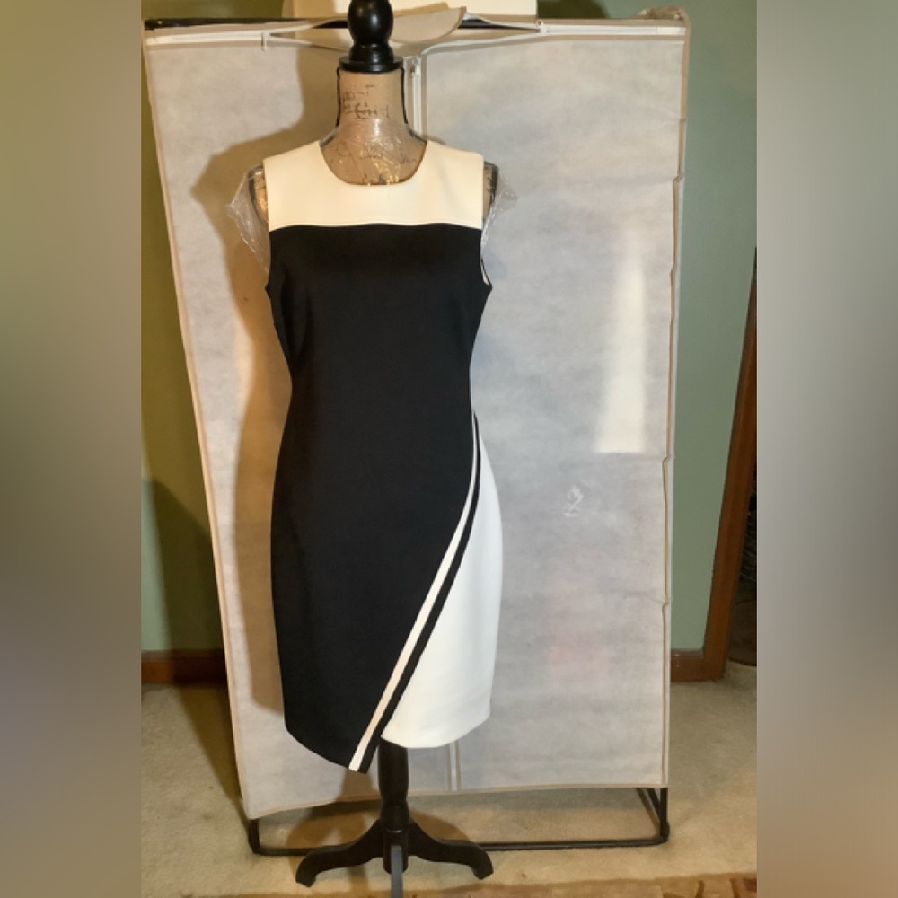 Tommy Hilfiger, Black & white sleeveless shift dress Sz 10